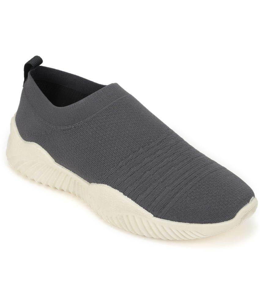 UrbanMark Men Comfortable Knitted Sock Fit Casual Sneakers Shoe- Grey
