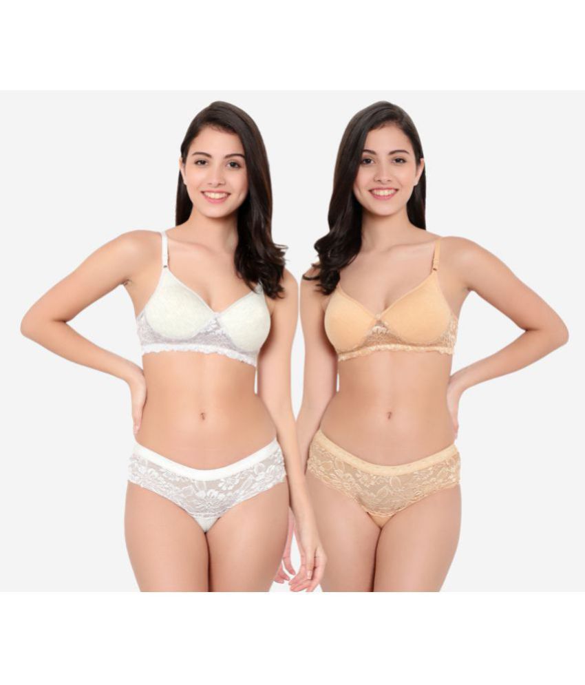     			KYODO - Multicolor Molded Cups Lace Women's Bra & Panty Set ( Pack of 2 )