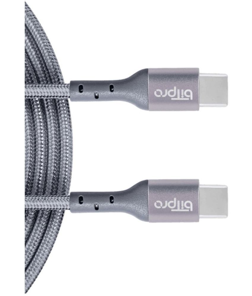     			Bitpro 1.8m Data Cables Type C to Type C Nylon Braided Fast Charging Cable - Gray