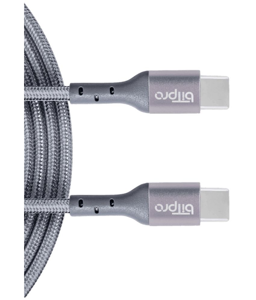     			Bitpro 1m Data Cables Type C to Type C Nylon Braided Cable - Gray