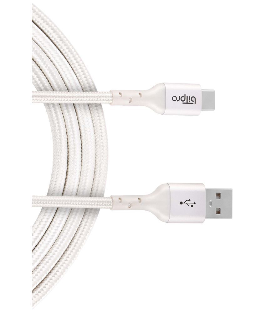     			Bitpro 1m Data Cables USB To Type C Braided Fast Charging Cable - White