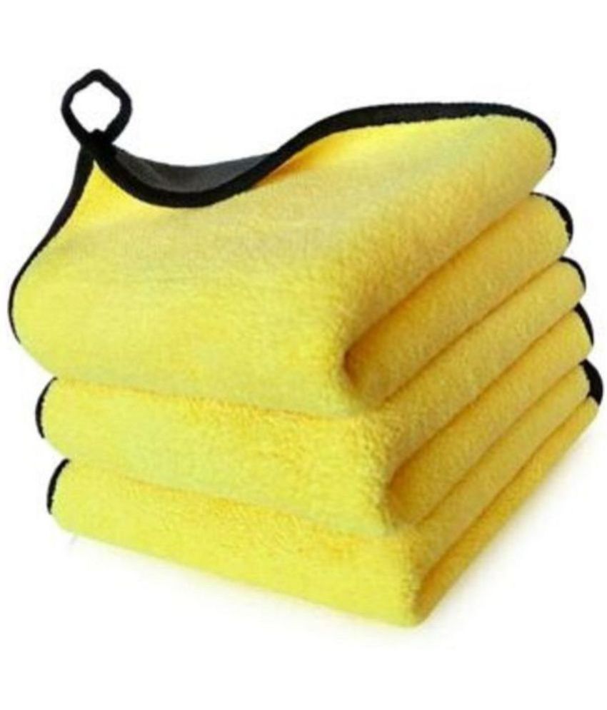     			PENYAN - Yellow 800 GSM Microfiber Cloth For Automobile ( Pack of 3 )