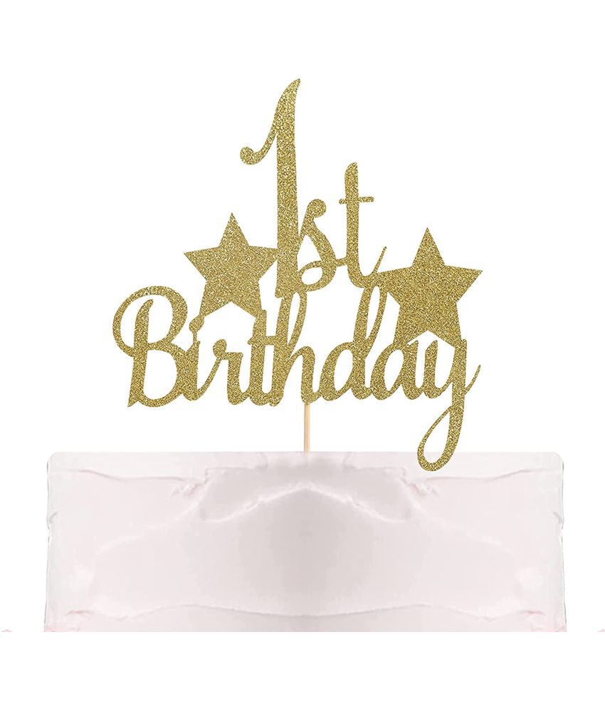     			Zyozi 1st Birthday Cake Topper - First Birthday Topper, all the first birthday cake decorations, which is the perfect finish for your cake. White back，Little Star Cake Topper.