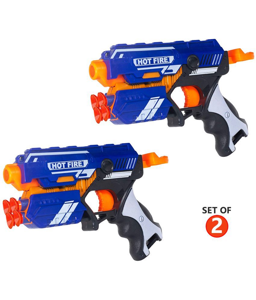     			NHR Foam Blaster Gun Toy, Safe and Long Range Shooting Gun, (10 Foam Bullets and 10 Suction Dart Bullets)-Set of 2, Blue, Multicolor