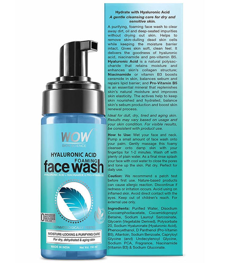     			WOW Skin Science Hyaluronic Acid Foaming Face Wash - For Moisture-Locking & Purifying Care - 150mL