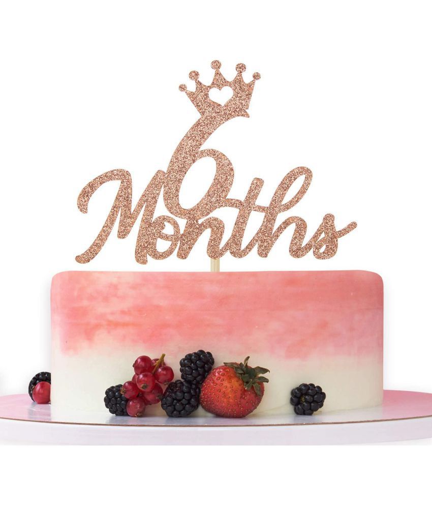     			Zyozi  Rose Gold Glitter 6 Months Cake Topper for Baby's Half Year Old Birthday Party, 1/2 Birthday, First Birthday, Baby Shower, Half Year Anniversary Party Decorations