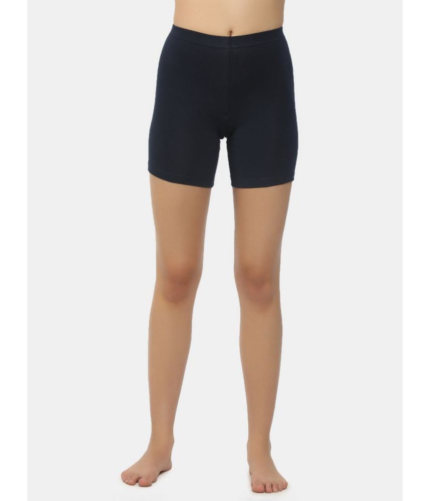 shyygl - Black Cotton Spandex Cotton Lycra Solid Women's Safety Shorts ( Pack of 1 )