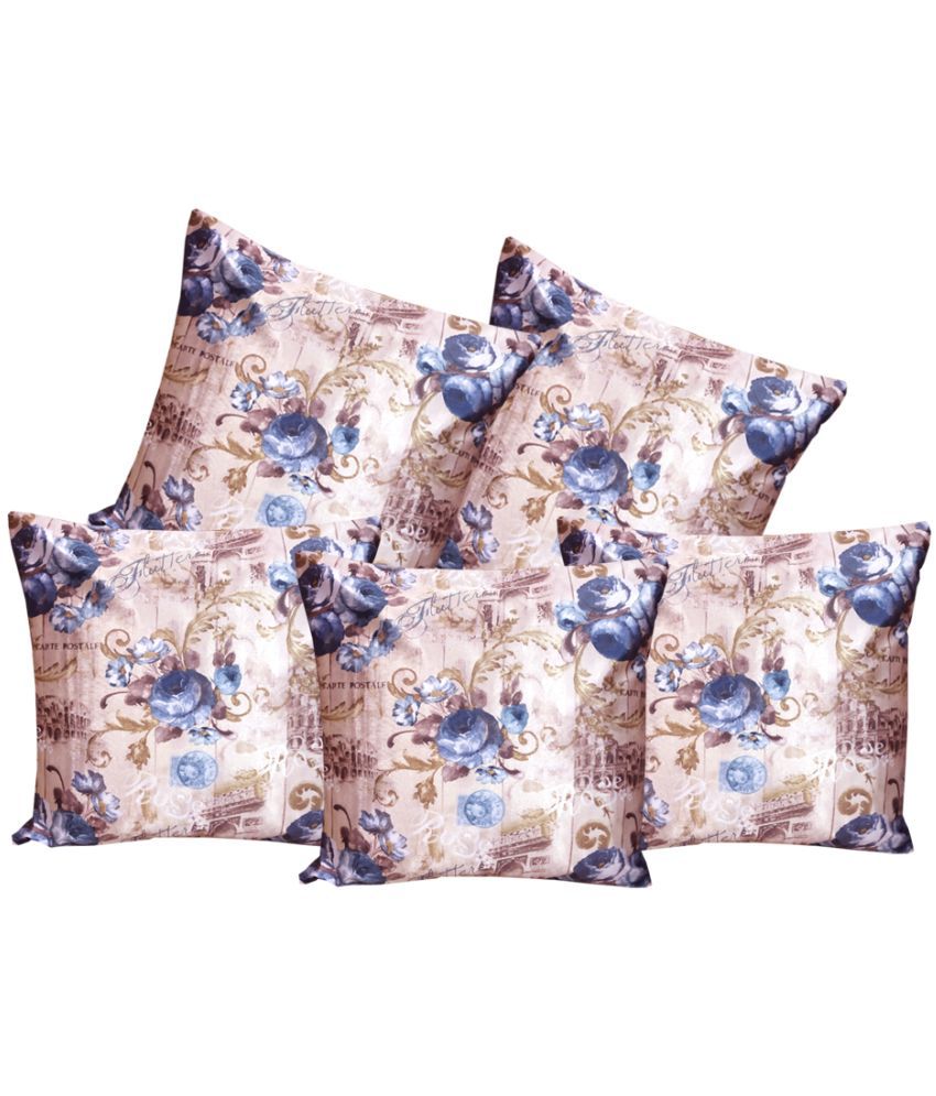     			Belive-Me Set of 5 Multicolor Cushion Covers Floral Themed 40X40 cm (16X16 inch)