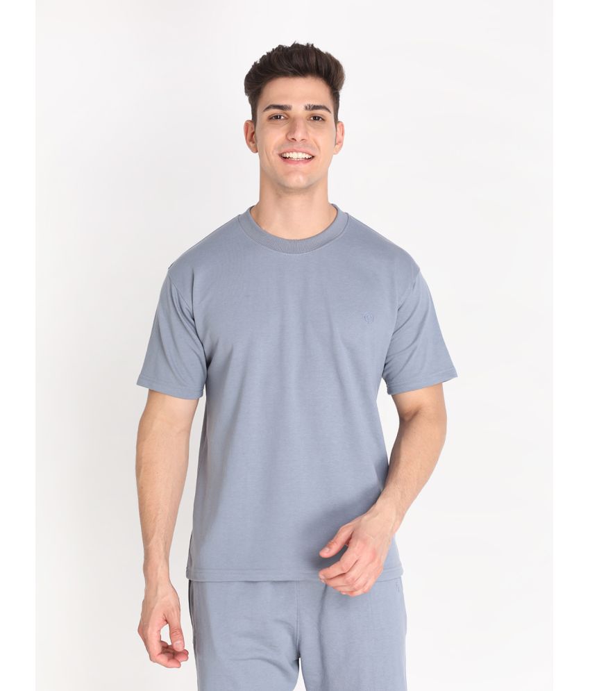     			Chkokko - Medium Grey Cotton Blend Regular Fit Men's T-Shirt ( Pack of 1 )