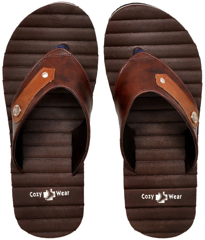     			Cozy Wear - Brown Men's Thong Flip Flop