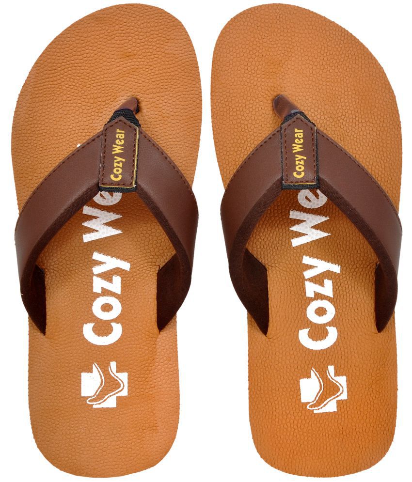     			Cozy Wear - Tan Men's Thong Flip Flop