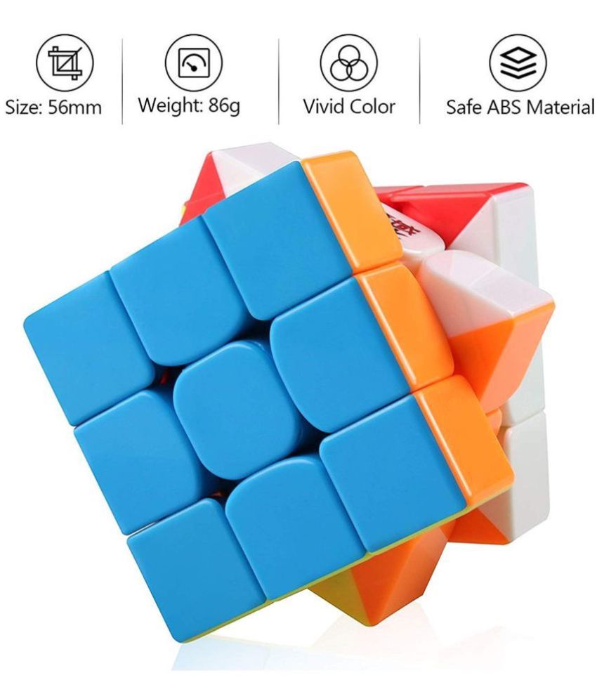 Gatih Cubes 3x3 High Speed Sticker Less Magic Puzzle Cube Game Toy 3x3
