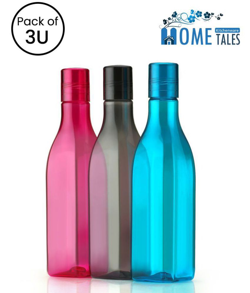     			HOMETALES Multicolour PET Fridge Water Bottle,1000ml each (3U)