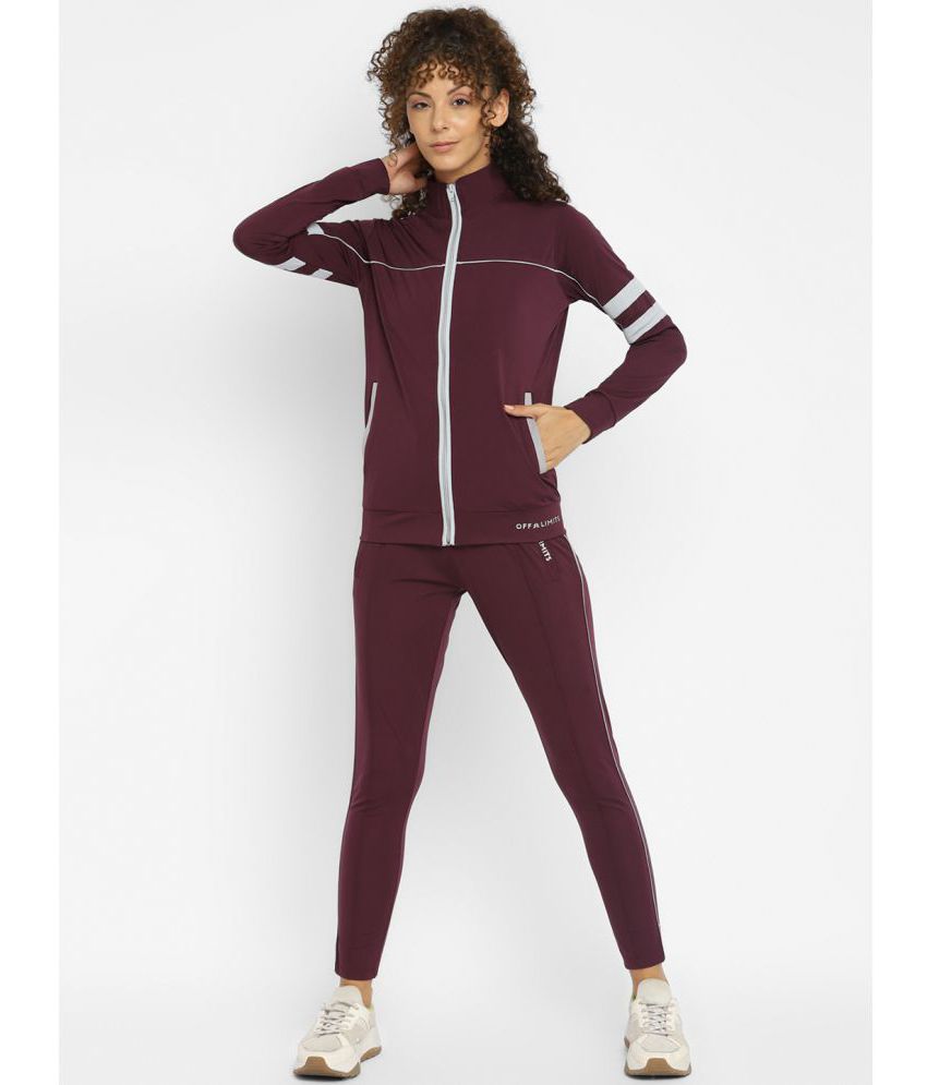     			OFF LIMITS Maroon Poly Spandex Color Blocking Tracksuit - Single