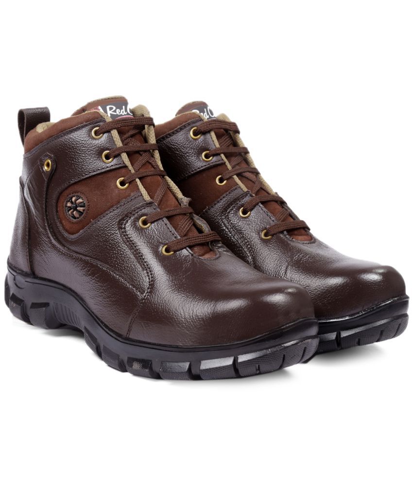 RED CAN High Ankle Brown Safety Shoes