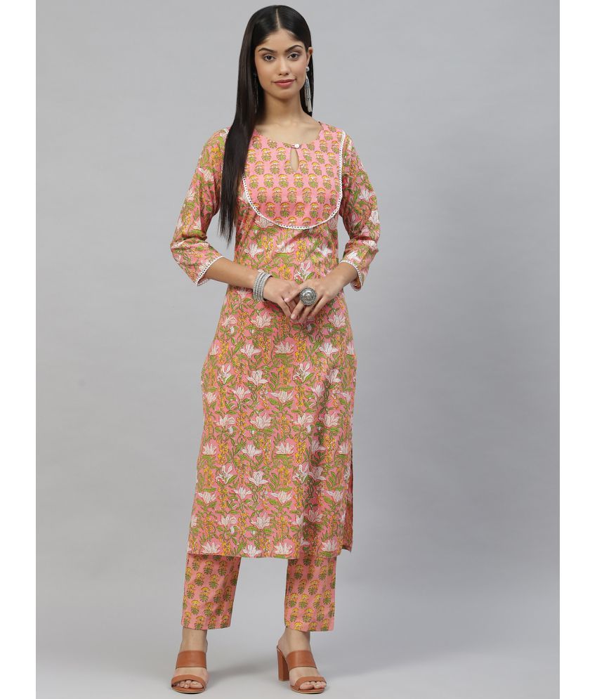     			Divena - Pink Straight Cotton Women's Stitched Salwar Suit ( Pack of 1 )