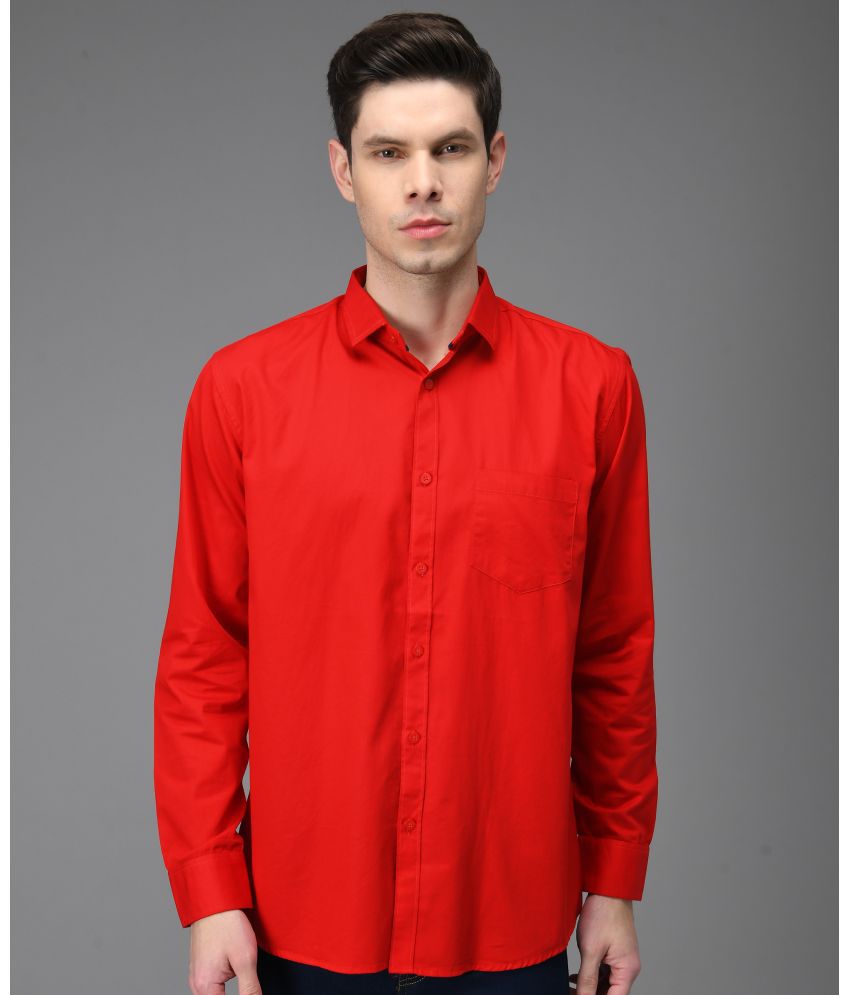 KIBIT - Red 100% Cotton Slim Fit Men's Casual Shirt ( Pack of 1 )
