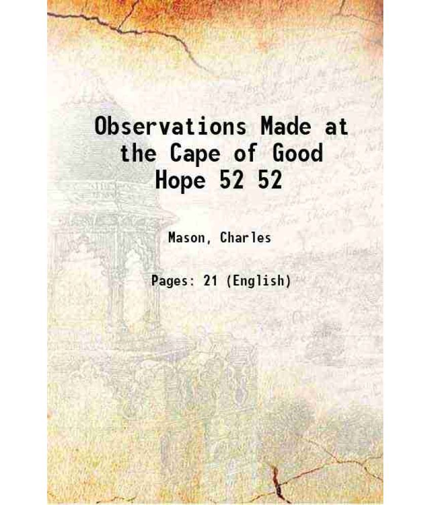     			Observations Made at the Cape of Good Hope Volume 52 1761 [Hardcover]