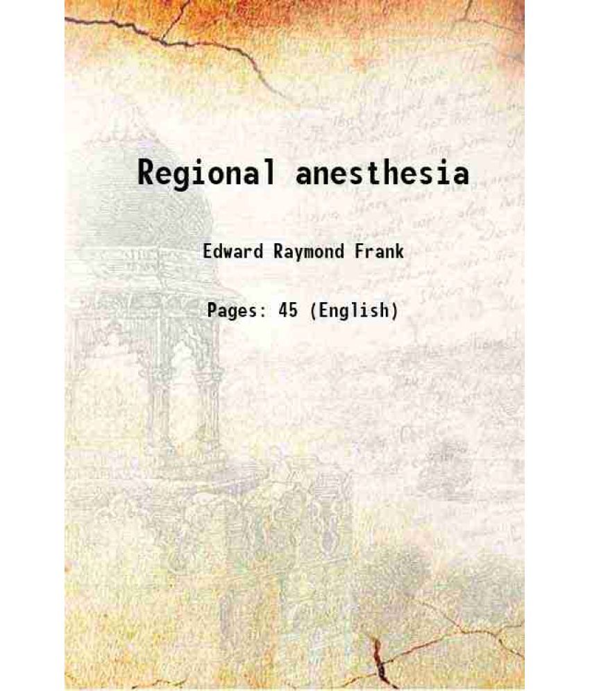     			Regional anesthesia 1929 [Hardcover]