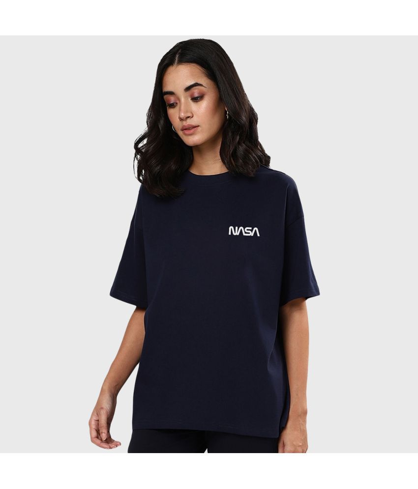     			Bewakoof - Blue Cotton Loose Fit Women's T-Shirt ( Pack of 1 )