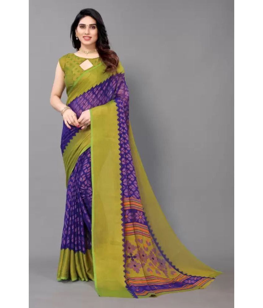     			Sanjana Silks - Blue Brasso Saree With Blouse Piece ( Pack of 1 )