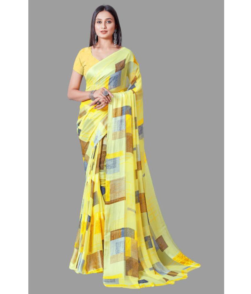     			Sanjana Silks - Yellow Georgette Saree With Blouse Piece ( Pack of 1 )