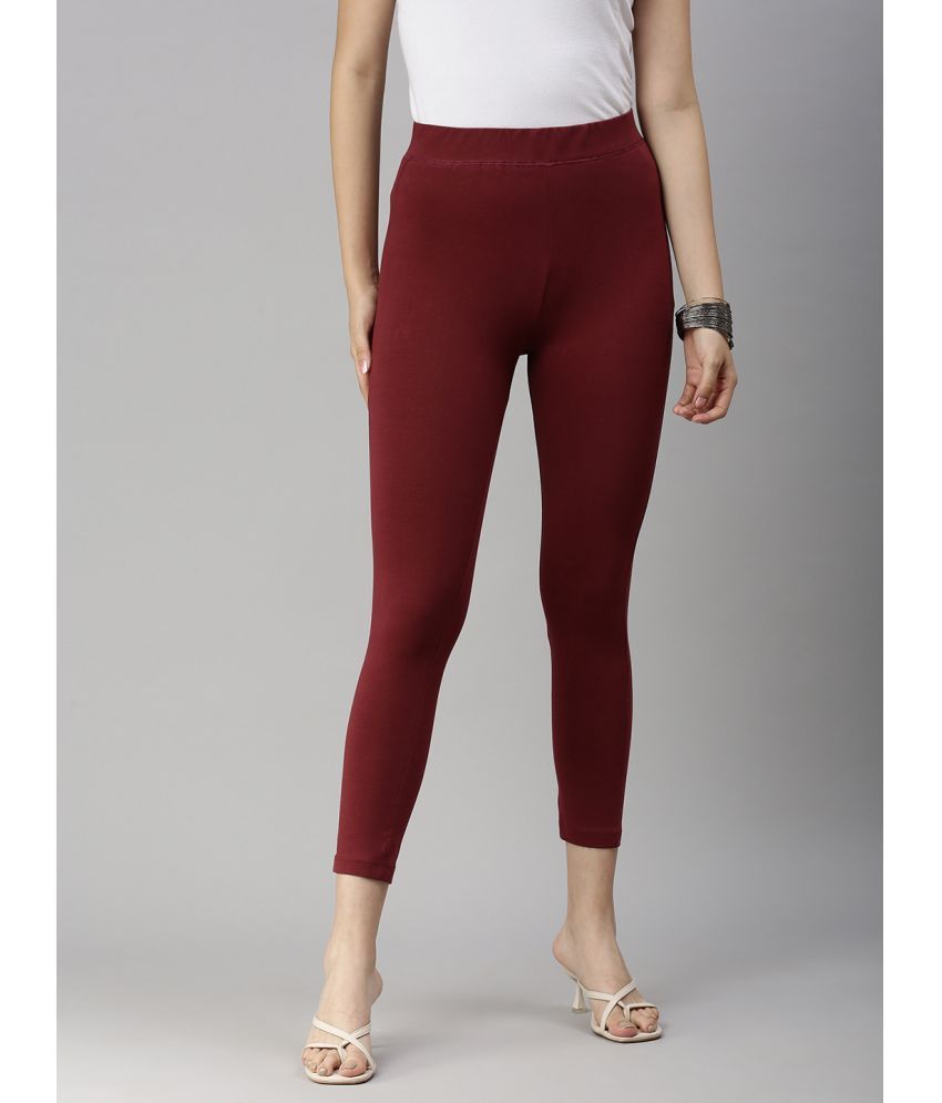     			De Moza - Maroon Cotton Women's Leggings ( Pack of 1 )