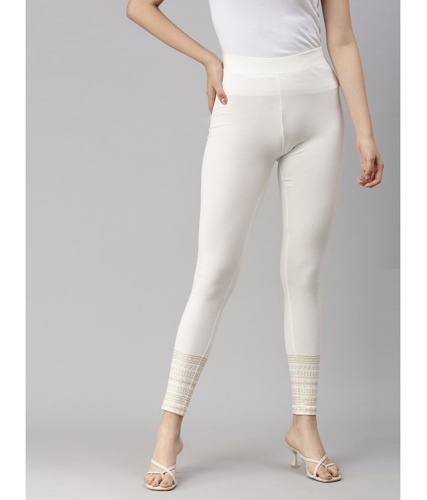     			De Moza - Off White Cotton Women's Leggings ( Pack of 1 )