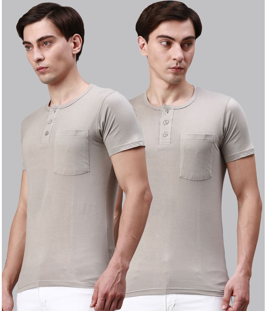     			Lux Cozi - Grey Cotton Regular Fit Men's T-Shirt ( Pack of 2 )