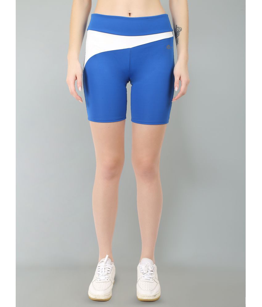 N-Gal Blue Polyester Color Blocking Shorts - Single