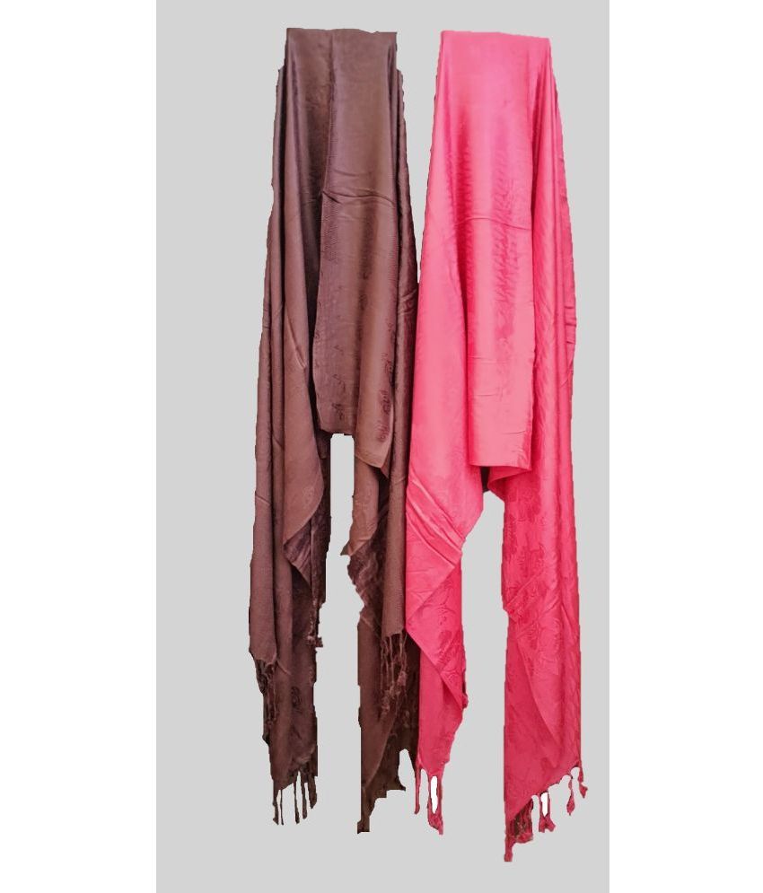     			BBQSTYLE Brown Shawl - Pack of 2