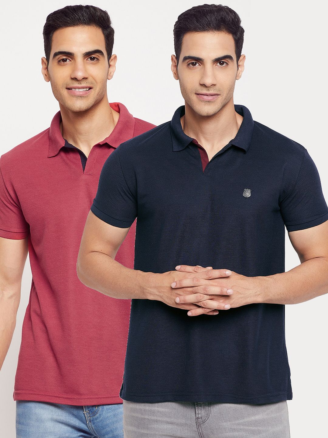     			HARBOR N BAY - Navy Blue Cotton Blend Regular Fit Men's Polo T Shirt ( Pack of 2 )