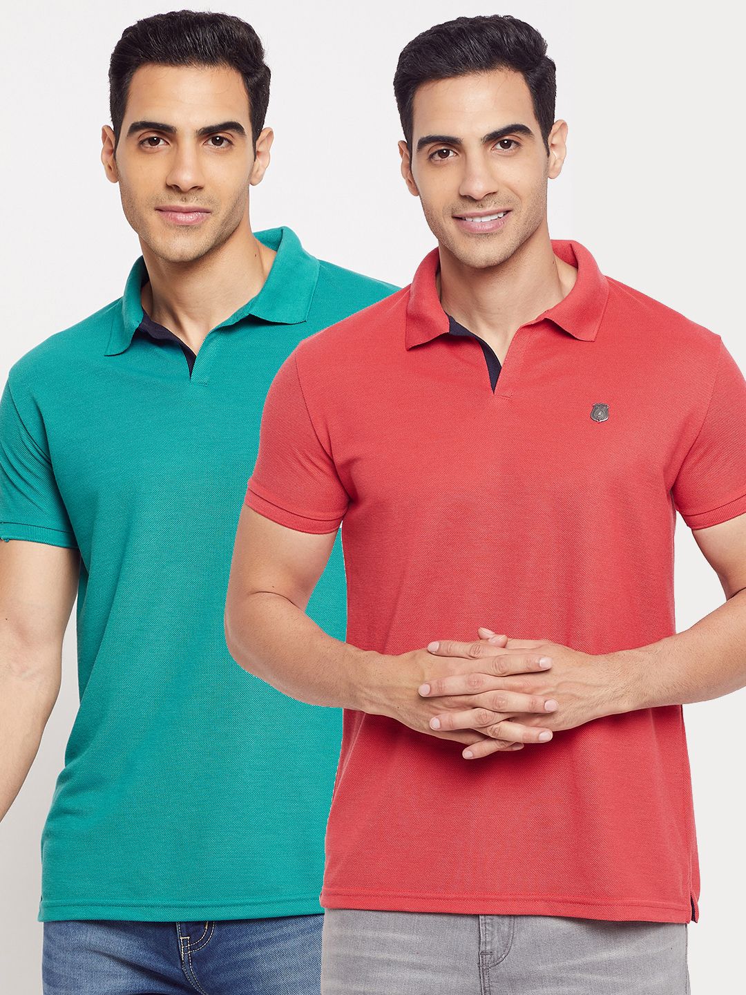     			HARBOR N BAY - Red Cotton Blend Regular Fit Men's Polo T Shirt ( Pack of 2 )