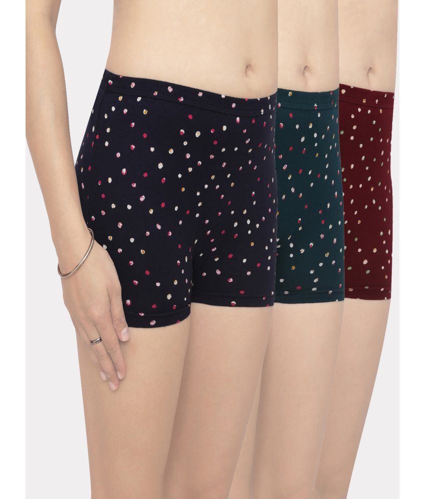     			IN CARE LINGERIE - Multicolor Cotton Printed Women's Boy Shorts ( Pack of 3 )