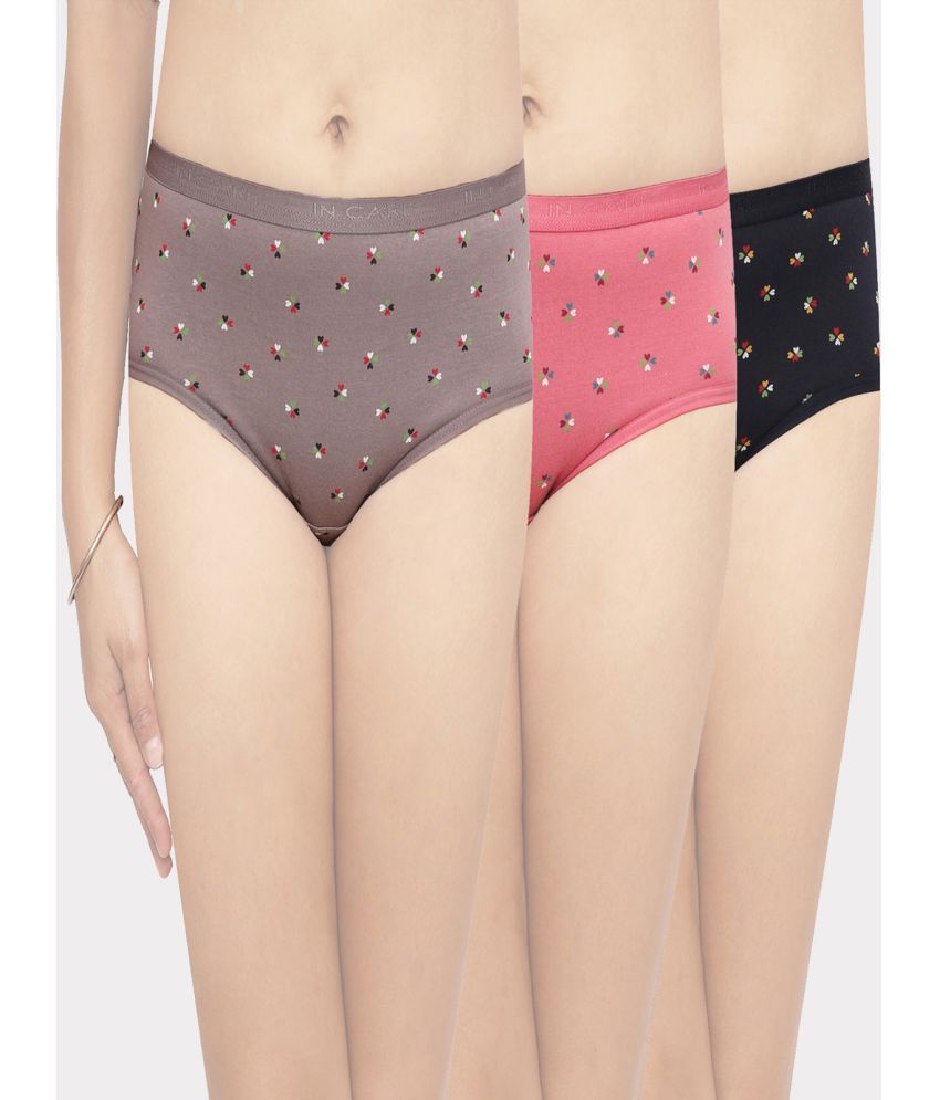     			IN CARE LINGERIE Pack of 3 Cotton Printed Women's Briefs ( Multicolor )