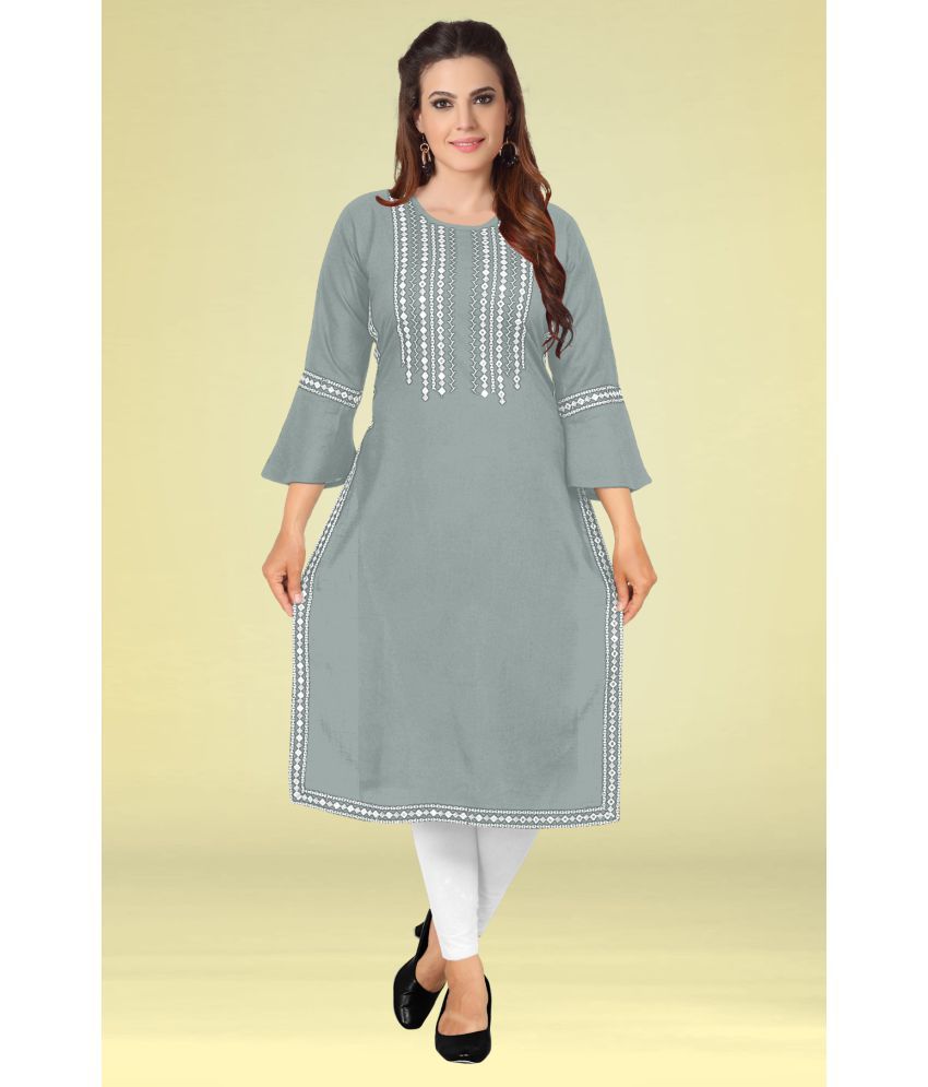     			Kapadia - Grey Rayon Women's Straight Kurti ( Pack of 1 )