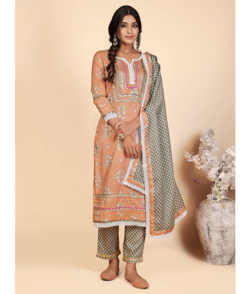     			Vbuyz - Orange Straight Rayon Women's Stitched Salwar Suit ( Pack of 1 )