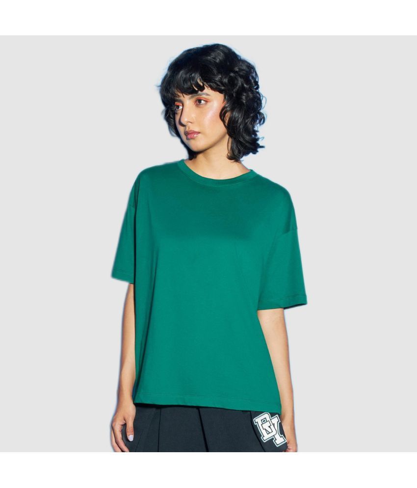     			Bewakoof - Green Cotton Blend Loose Fit Women's T-Shirt ( Pack of 1 )