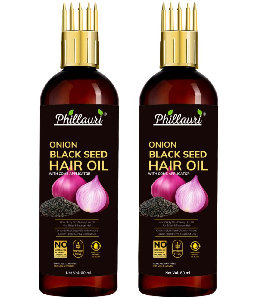     			Phillauri Black seed Onion Oil for Hair Regrowth Hair Oil for Men and Women Hair Oil (60 ml) Pack of 2