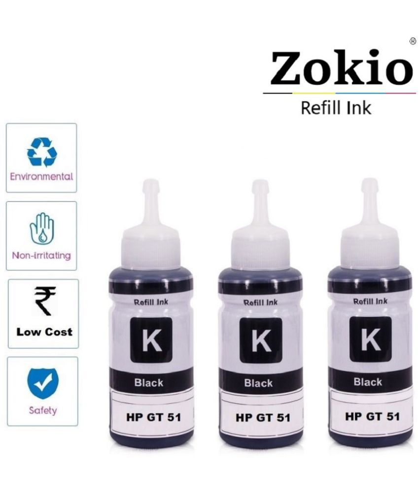     			zokio GT51 5811 For H_P Black Pack of 3 Cartridge for H_P Ink Tank 310 series, H_P Ink Tank Wireless 410 series And More.