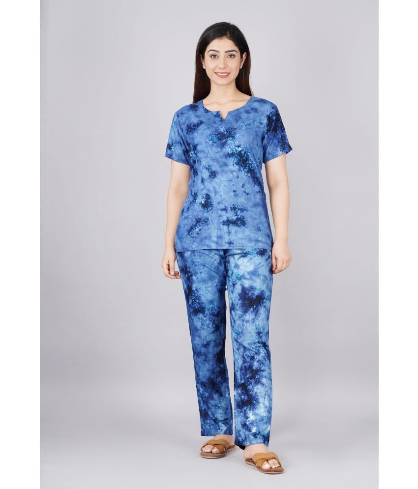 BACHUU - Blue Rayon Women's Nightwear Nightsuit Sets ( Pack of 1 )
