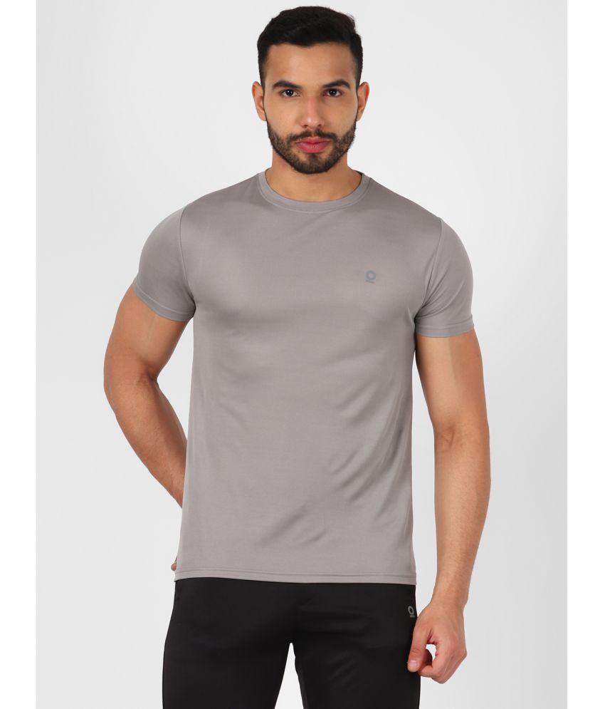     			UrbanMark Men Regular Fit Quick Dry Sports Round Neck Half Sleeves T Shirt-Light Grey