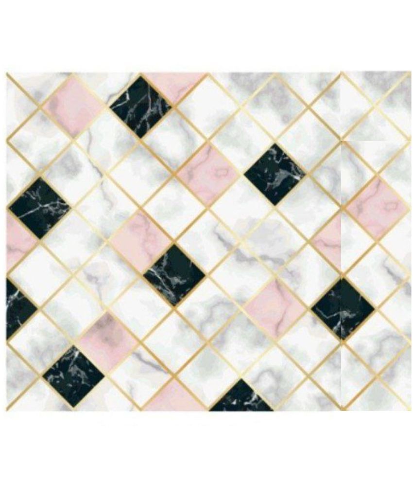     			Gatih - Pink & Black Marble Gloss Film with Square Design Wallpaper ( 40 x 300 ) cm ( Pack of 1 )