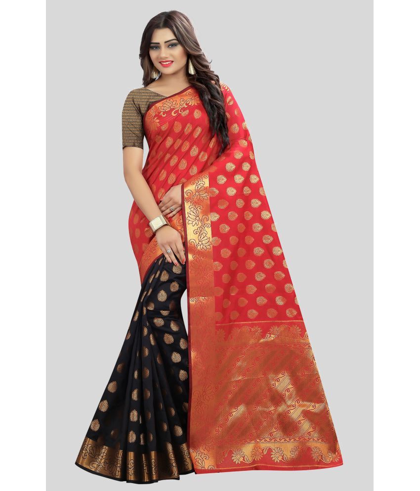     			Gazal Fashions - Red Banarasi Silk Saree With Blouse Piece ( Pack of 1 )