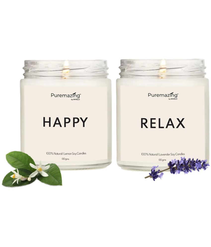     			Puremazing - White Jar Candle 8 cm ( Pack of 2 )