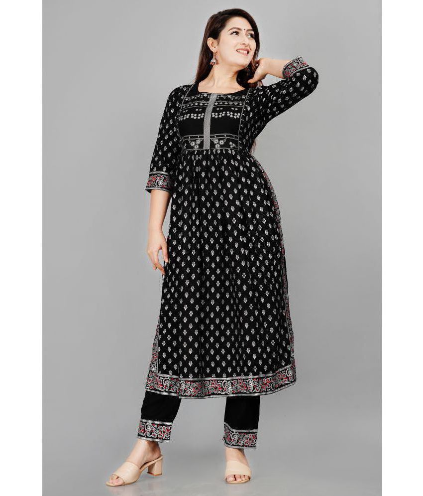     			SIPET - Black Anarkali Rayon Women's Stitched Salwar Suit ( Pack of 1 )