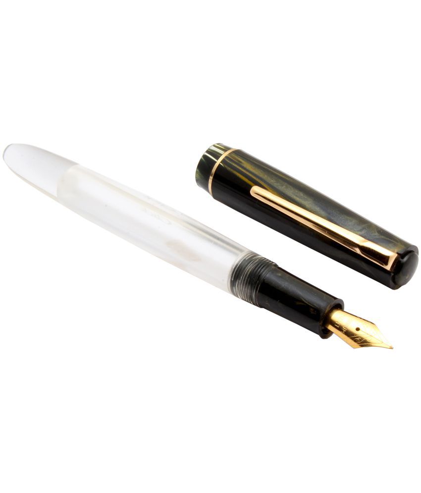     			Srpc Click Black Bird Demonstrator Acrylic Fountain Pen Eyedropper System Golden Trims Marble Black Cap