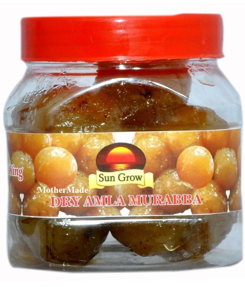     			Sun Grow MotherMade Home Made Organic Ghar Ka Bana Natural Dry Amla Murabba with Almond (Badam) Pickle 500 g