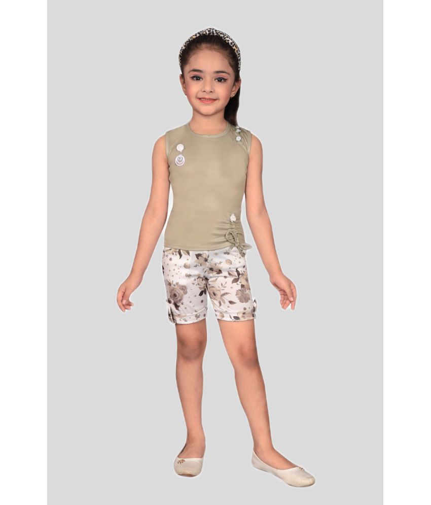     			High Fame - Beige Lycra Girls Top With Shorts ( Pack of 1 )