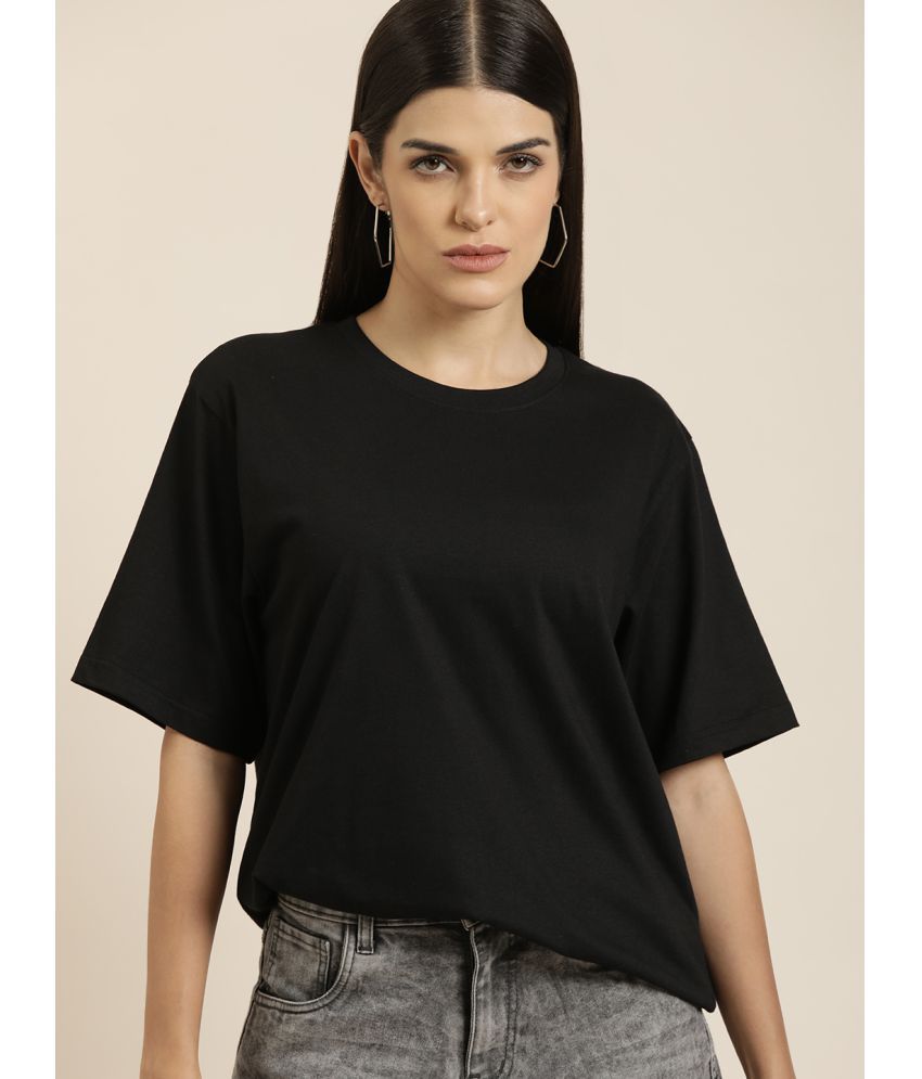     			Difference of Opinion - Black Cotton Loose Fit Women's T-Shirt ( Pack of 1 )